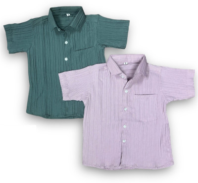 KidsCorner Boys Self Design Casual Multicolor Shirt(Pack of 2)