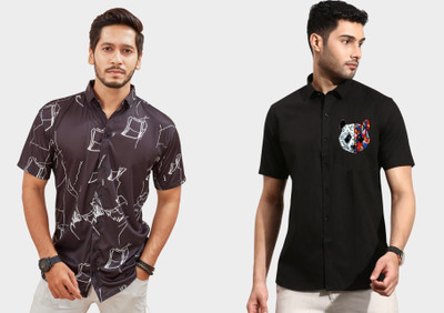 Emporium Men Printed Casual Black Shirt(Pack of 2)