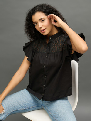 Club York Women Solid Casual Black Shirt