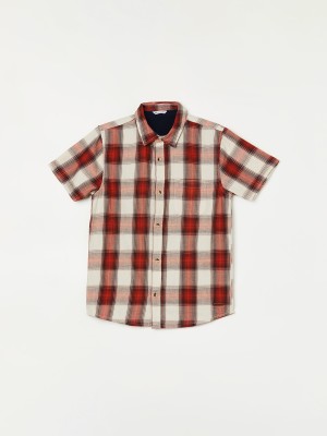 Fame Forever by Lifestyle Boys Checkered Casual Orange Shirt