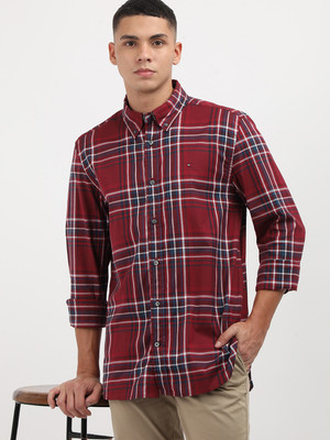 TOMMY HILFIGER Men Checkered Casual Red Shirt