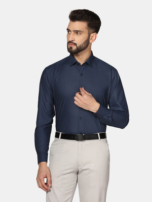TAHVO Men Solid Casual Blue Shirt