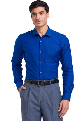PARK AVENUE Men Self Design Formal Blue Shirt