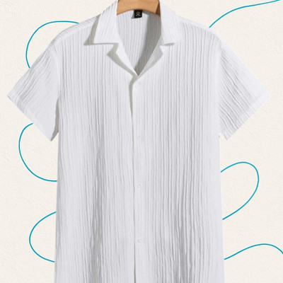 Dharamraj Fashion Men Self Design Casual White Shirt