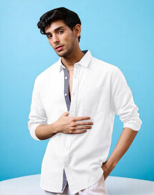 LAXMI TRENDING Men Solid Casual White Shirt