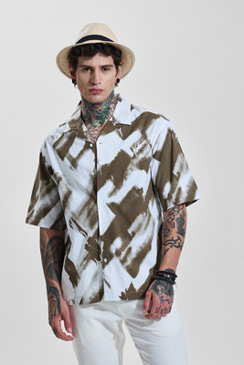 Snitch Men Printed Casual Brown Shirt