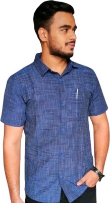 RAFIYA Men Self Design Casual Blue Shirt