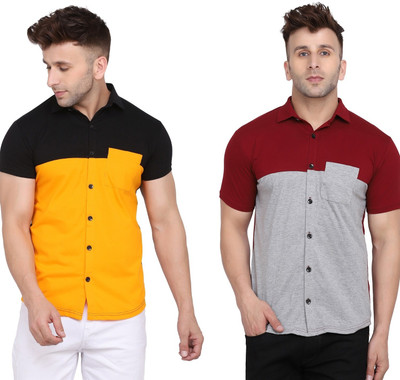 GEUM Men Solid Formal Multicolor Shirt(Pack of 2)