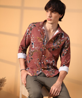 CAMPUS SUTRA Men Printed Casual Brown Shirt