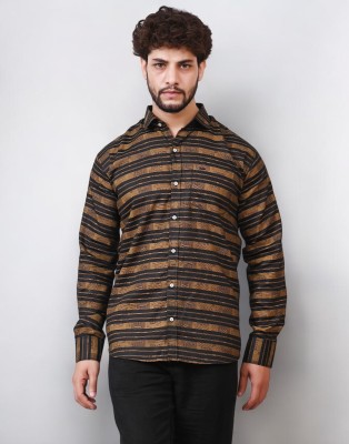 CIOFF CREATION Men Striped Casual Brown Shirt