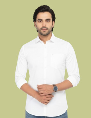 GAINELL Men Solid Formal White Shirt
