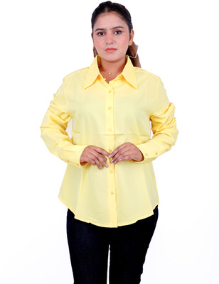 stylo queen Women Printed Casual Yellow Shirt