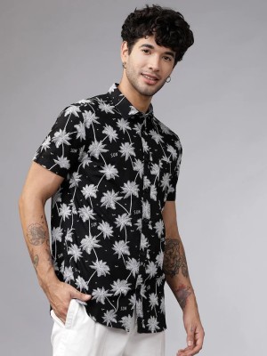 FRELURO Men Printed Casual Black, White Shirt