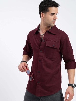 Showoff Men Solid Casual Maroon Shirt