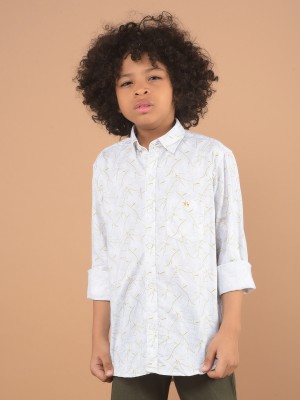 CRIMSOUNE CLUB Boys Printed Casual White Shirt