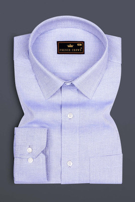 french crown Men Printed Formal Blue Shirt
