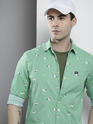 The Indian Garage Co. Men Floral Print Casual Green Shirt