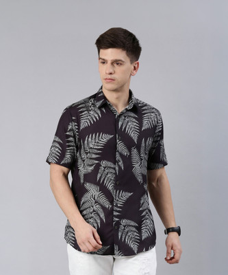 Bushirt Men Printed Casual Black Shirt