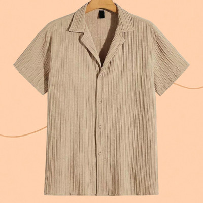 A Dearise Trend Men Self Design Casual Cream Shirt