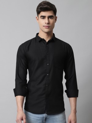 Majestic Man Men Solid Casual Black Shirt