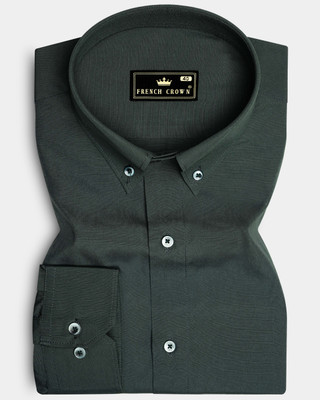 french crown Men Solid Formal Green Shirt