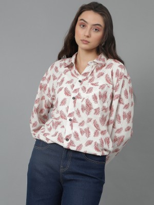 KOTTY Women Printed Casual White, Maroon Shirt