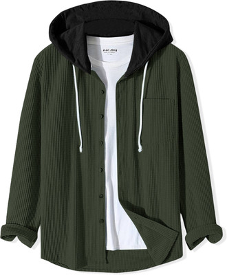 EyeBogler Men Solid Casual Green, Black Shirt