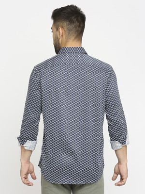 BASICS Men Printed Casual Blue Shirt