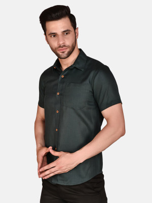 METRONAUT Men Solid Casual Dark Green Shirt