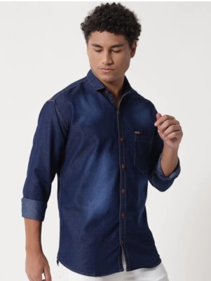 ARTLOOK Men Solid Casual Dark Blue Shirt