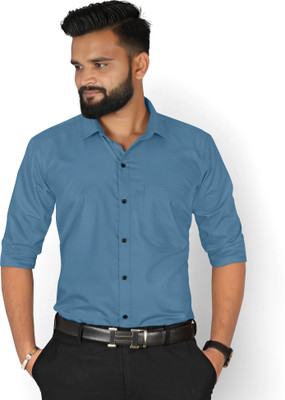 FIBERMILL Men Solid Formal Light Blue Shirt