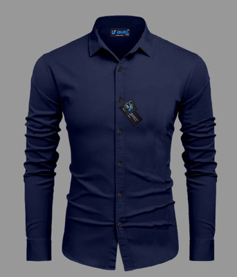 Stellalifestyle Men Solid Casual Blue Shirt