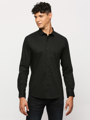 Pepe Jeans Men Solid Casual Black Shirt