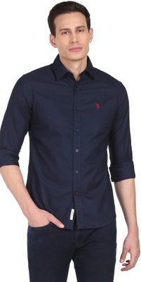 U.S. POLO ASSN. Men Solid Casual Blue Shirt
