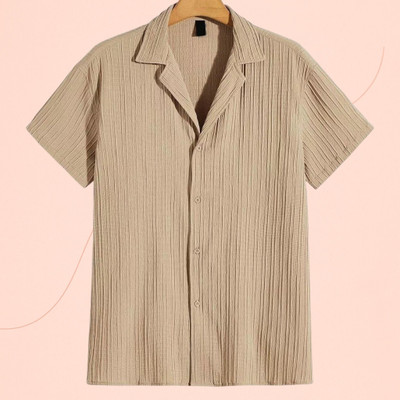 dadatrading Men Printed Casual Cream Shirt