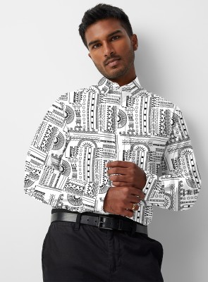 TRISHULFASHIONS Men Printed Casual White Shirt