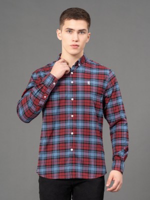 RED TAPE Men Checkered Casual Maroon Shirt