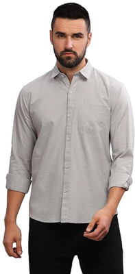 Wristy Men Solid Casual Grey Shirt
