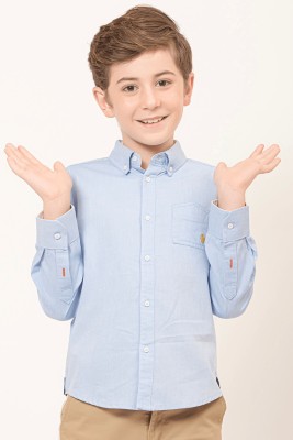 One Friday Baby Boys Solid Formal Blue Shirt