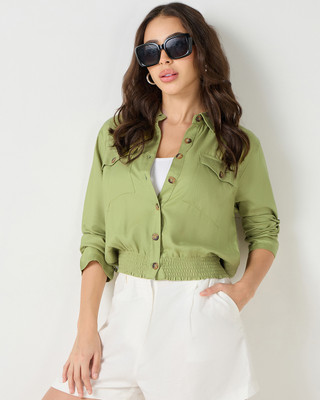 BEWAKOOF Women Solid Casual Green Shirt