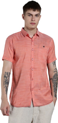 KUONS AVENUE Men Solid Casual Orange Shirt
