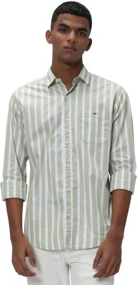 MUFTI Men Striped Casual Light Green Shirt