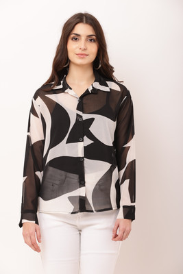 IK Fashion Women Printed Casual Pink, Black Shirt