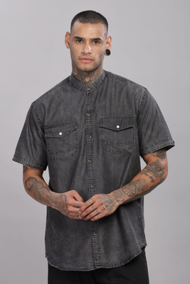 7th Legion Men Self Design Casual Black Shirt