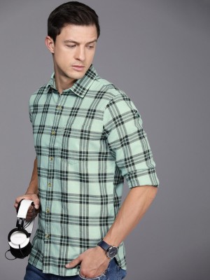 WROGN Men Checkered Casual Green Shirt