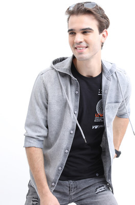 HIGHLANDER Men Solid Casual Grey Shirt