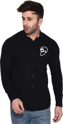 tfurnish Men Graphic Print Casual Black Shirt