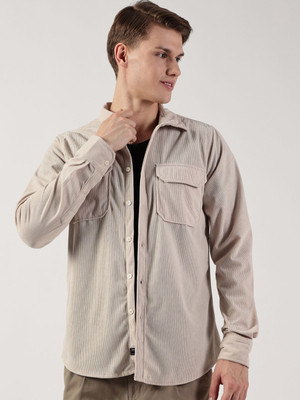 THOMAS SCOTT Men Solid Casual Beige Shirt