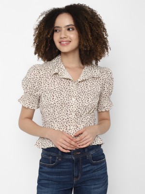 American Eagle Outfitters Women Printed Casual Brown Shirt
