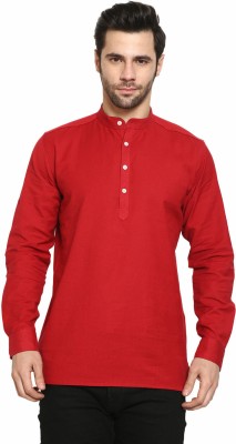 Life Roads Men Solid Straight Kurta(Maroon)